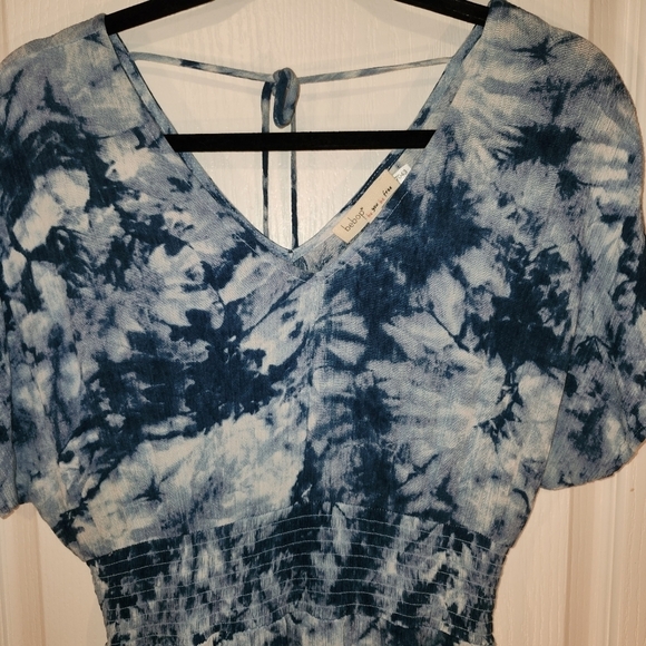 Bebop v- neck tie-dye sundress with short sleeves and smocked waist sz  med - Picture 15 of 17